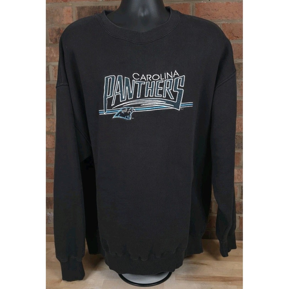 Carolina Panthers NFL Black Majestic Crewneck Sweatshirt Mens 2XL Vintage